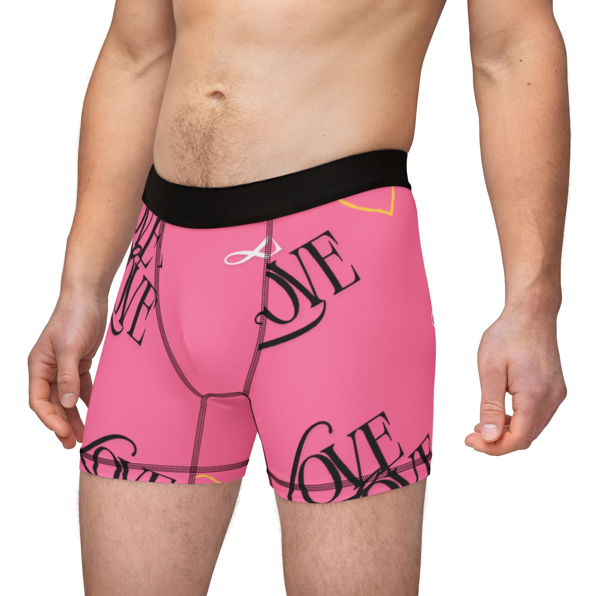 Love-Themed Men's Boxer Briefs, Valentine's Day Gift, Fun Underwear, Romantic Loungewear, AOP Boxers, Cute Men's Gifts