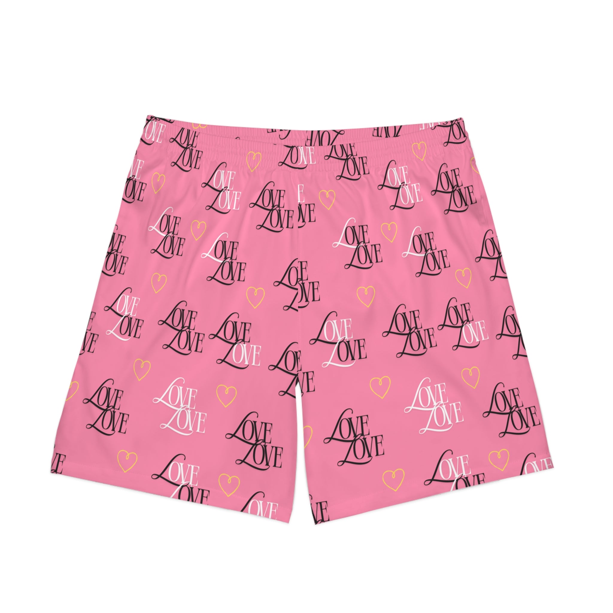 Men's Love Print Beach Shorts - Fun Summer Swimwear, Vacation Essential, Gift for Him, Perfect for Pool Parties, Casual Beachwear