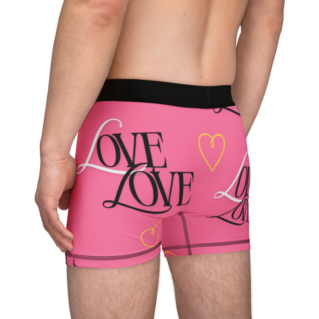 Love-Themed Men's Boxer Briefs, Valentine's Day Gift, Fun Underwear, Romantic Loungewear, AOP Boxers, Cute Men's Gifts