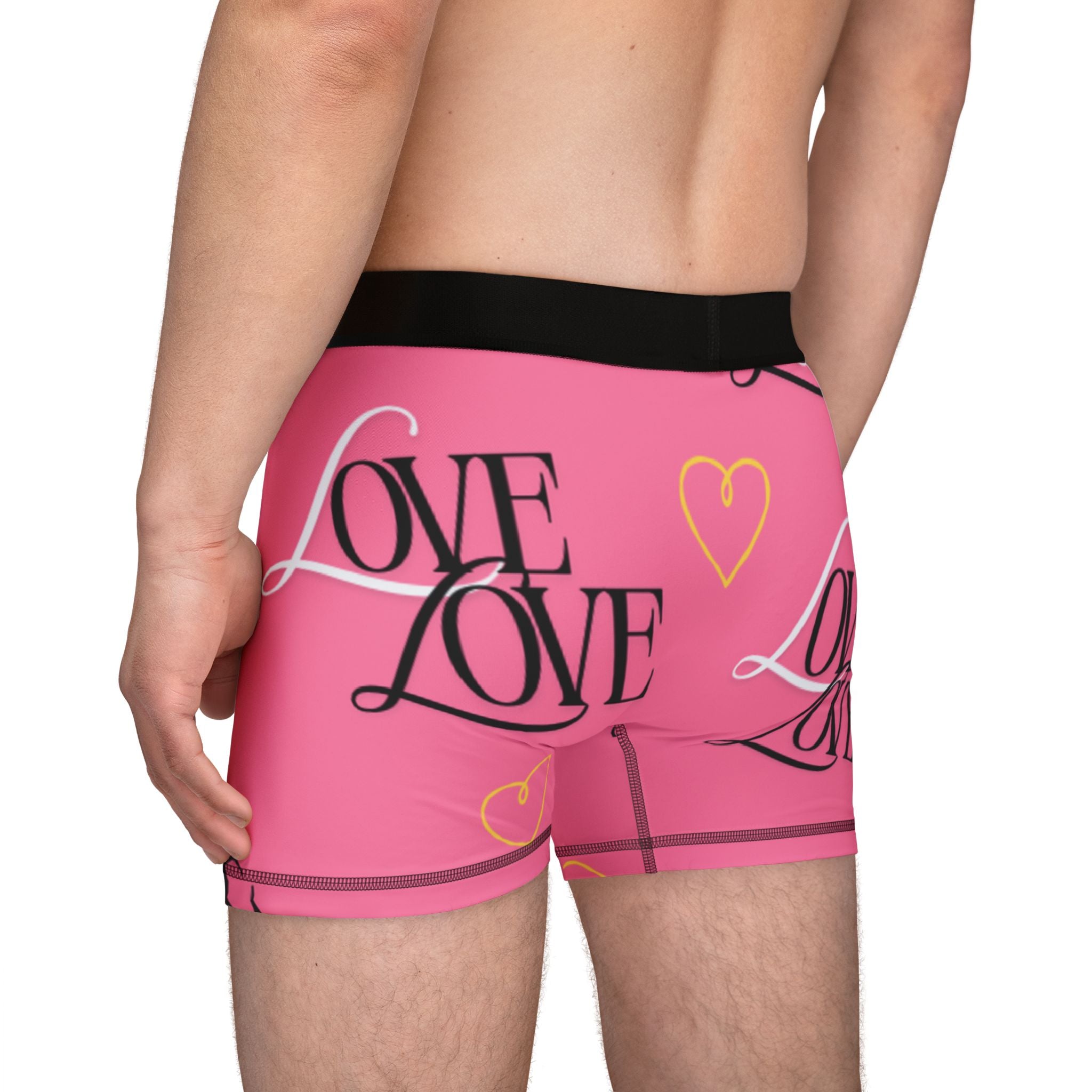 Love-Themed Men's Boxer Briefs, Valentine's Day Gift, Fun Underwear, Romantic Loungewear, AOP Boxers, Cute Men's Gifts