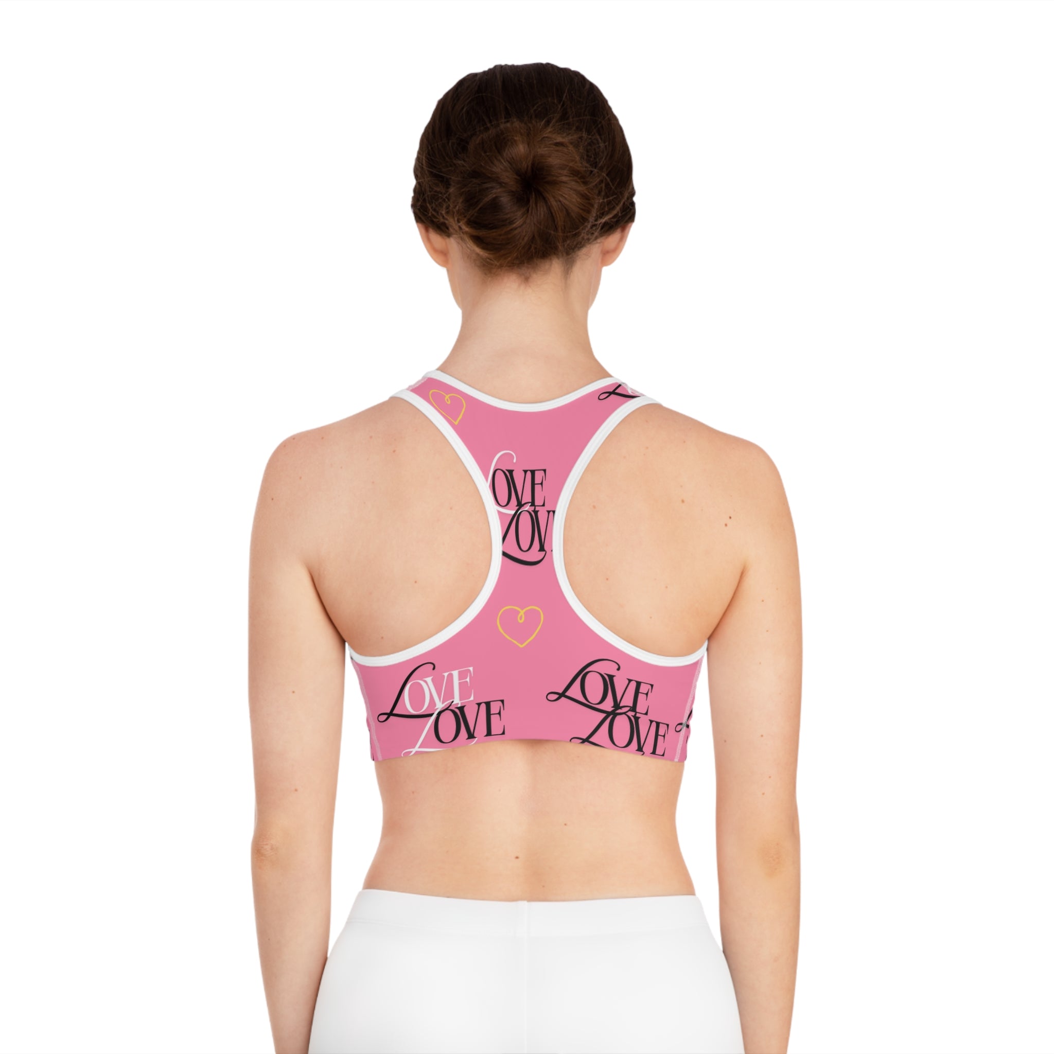 Love Print Sports Bra for Active Women, Cute Workout Top, Valentine's Gift, Exercise Apparel, Yoga Bra