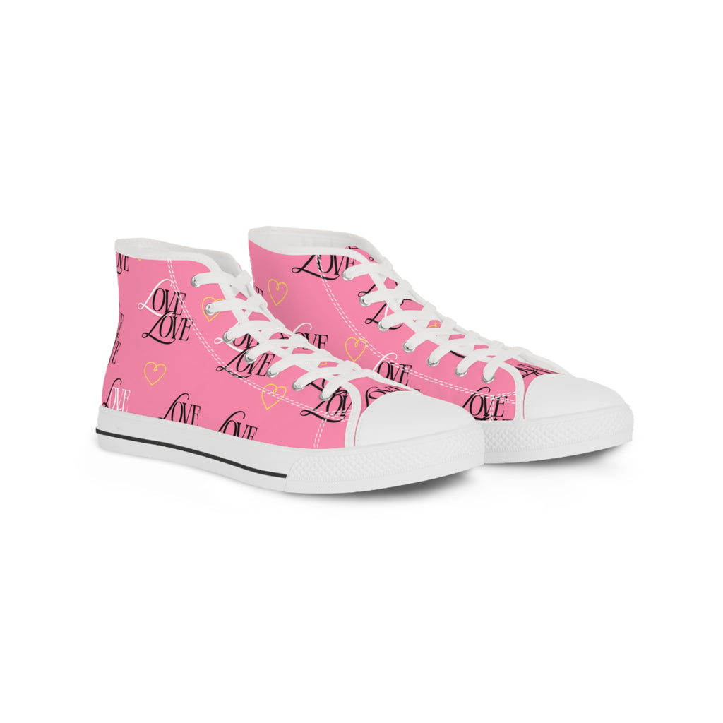 Trendy High Top Sneakers with Love Design, Casual Footwear, Valentine's Day Gift, Street Style Shoes, Custom Sneakers