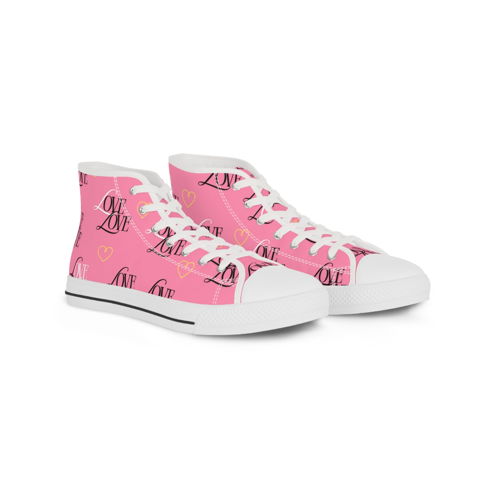 Trendy High Top Sneakers with Love Design, Casual Footwear, Valentine's Day Gift, Street Style Shoes, Custom Sneakers
