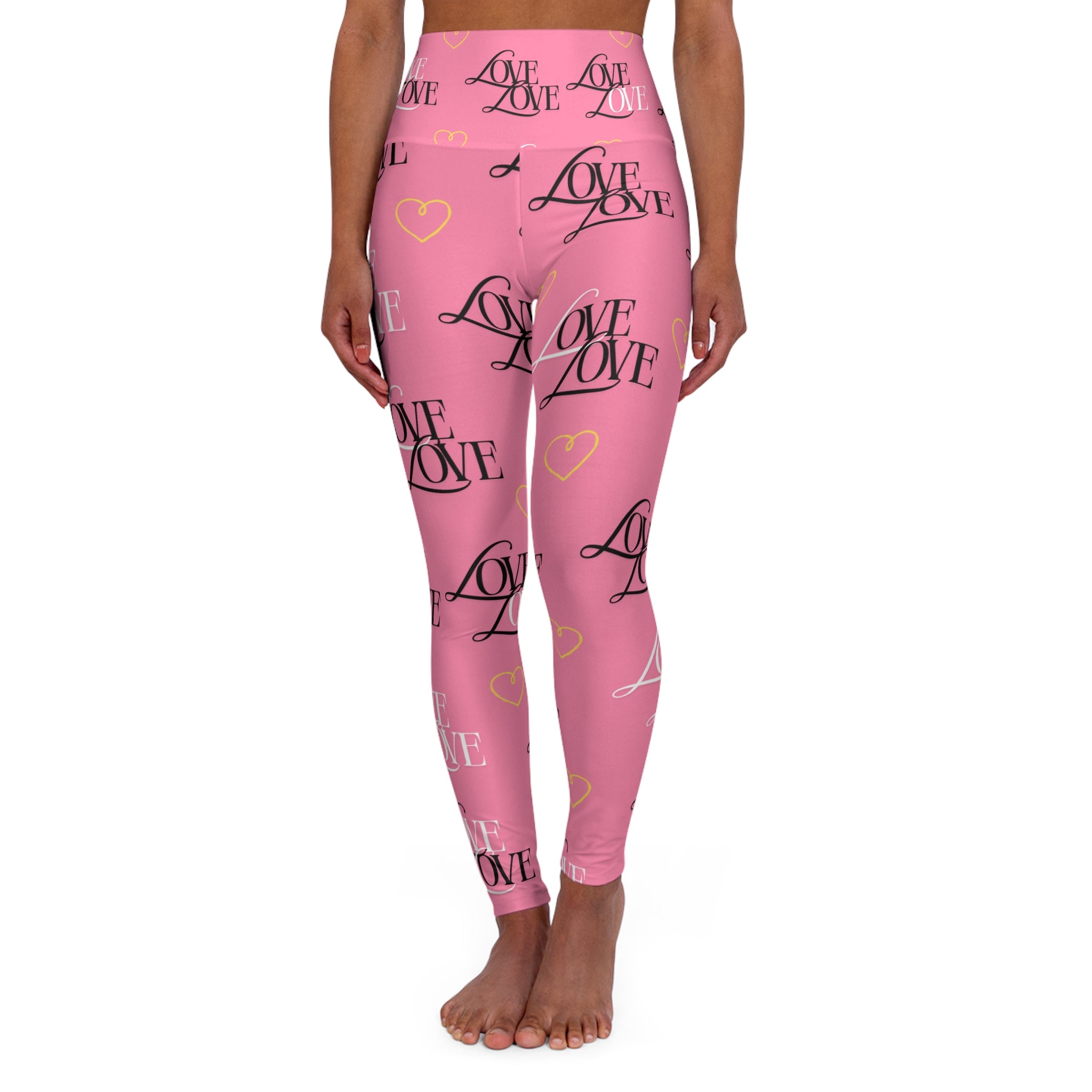 High Waisted Love Print Yoga Leggings | Trendy Workout Gear, Fitness Apparel, Cute Activewear, Gift for Her, Stylish Leggings