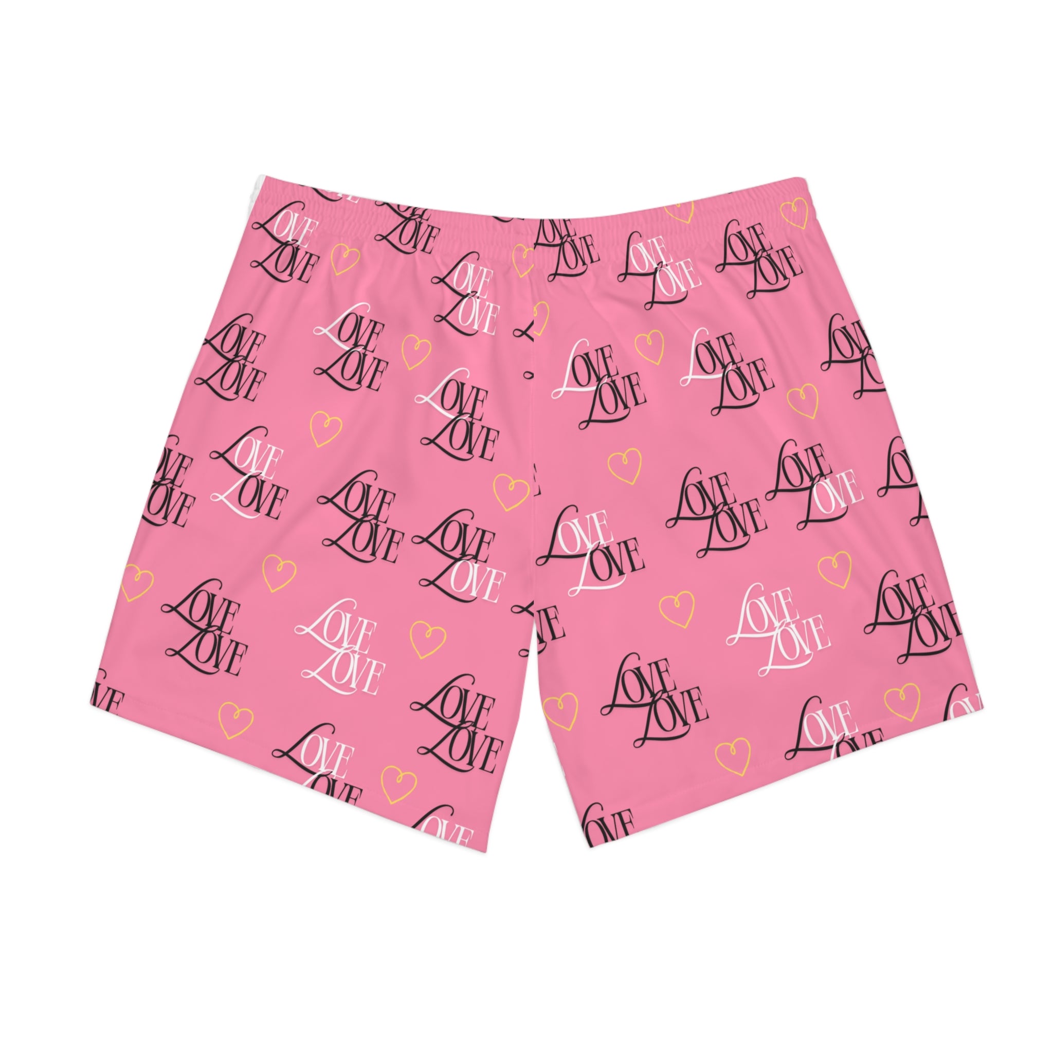 Men's Love Print Beach Shorts - Fun Summer Swimwear, Vacation Essential, Gift for Him, Perfect for Pool Parties, Casual Beachwear