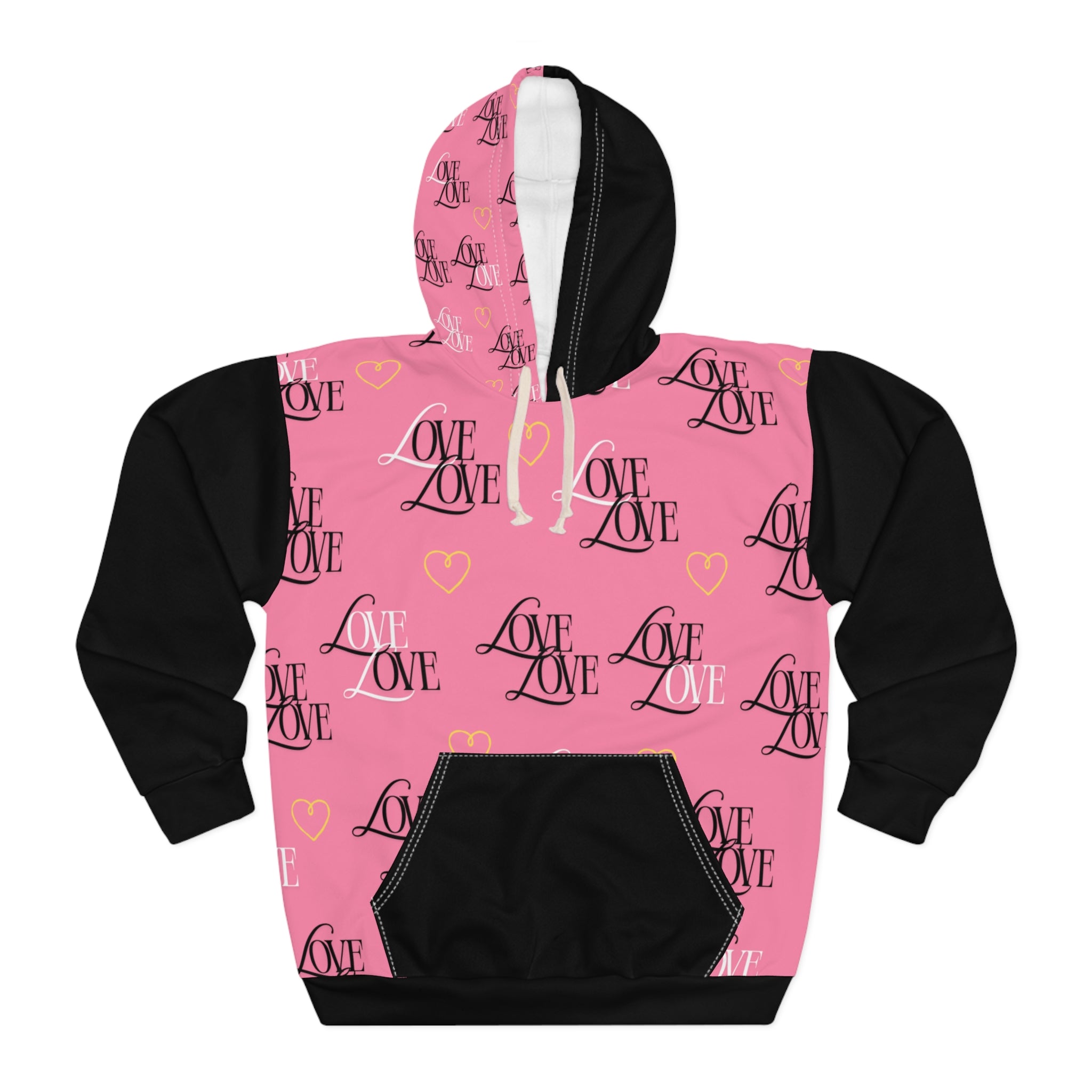 Stylish Love Print Hoodie, Cozy Pullover Sweatshirt for Couples, Ideal Valentine's Gift, Casual Wear for Everyday Comfort, Trendy Streetwear
