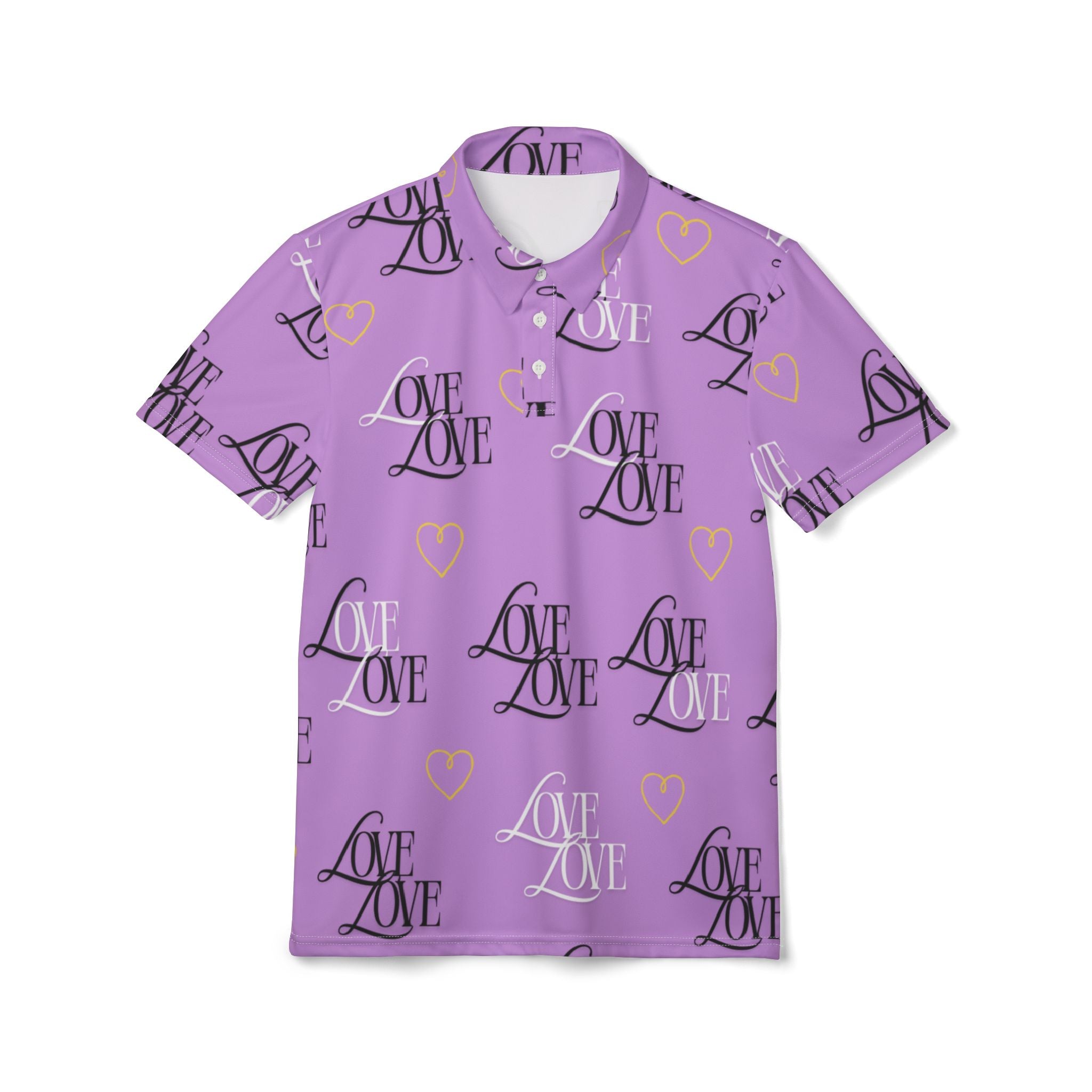 Copy of Romantic Love Polo Shirt, Fun Casual Wear, Perfect for Date Nights, Valentine's Day Gift, Vibrant Summer Style, AOP Love Patterns