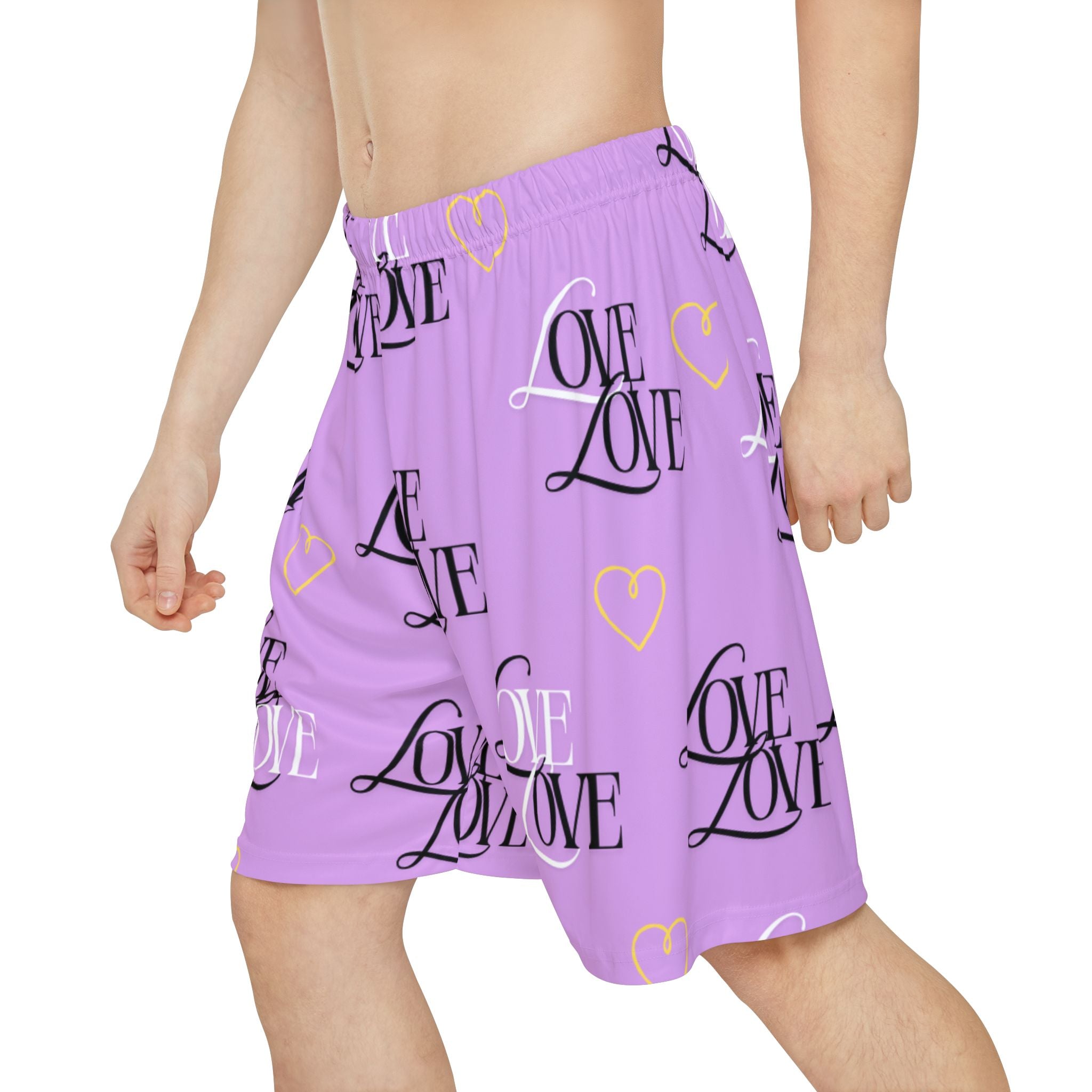 Copy of Love Print Men’s Athletic Shorts, Trendy Sports Bottoms, Workout Gear, Casual Summer Shorts, Gifts for Him, Pink Love Shorts