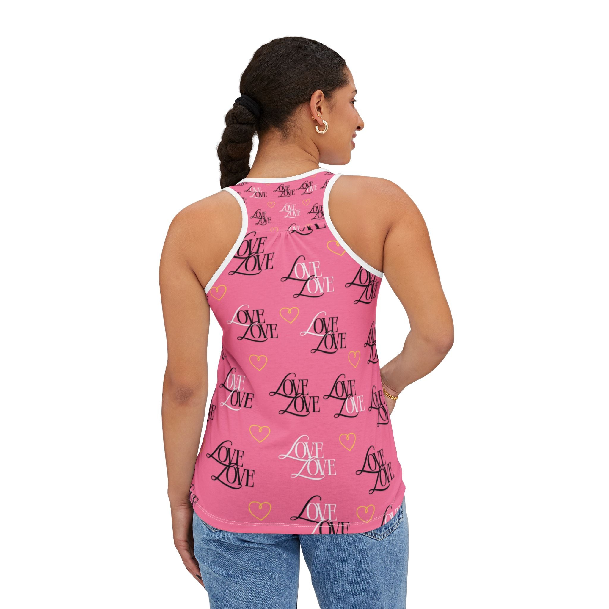Romantic Love Tank Top, Cute Summer Top, Valentine’s Day Gift, Casual Wear, Love Print Tank, Heart Pattern Shirt