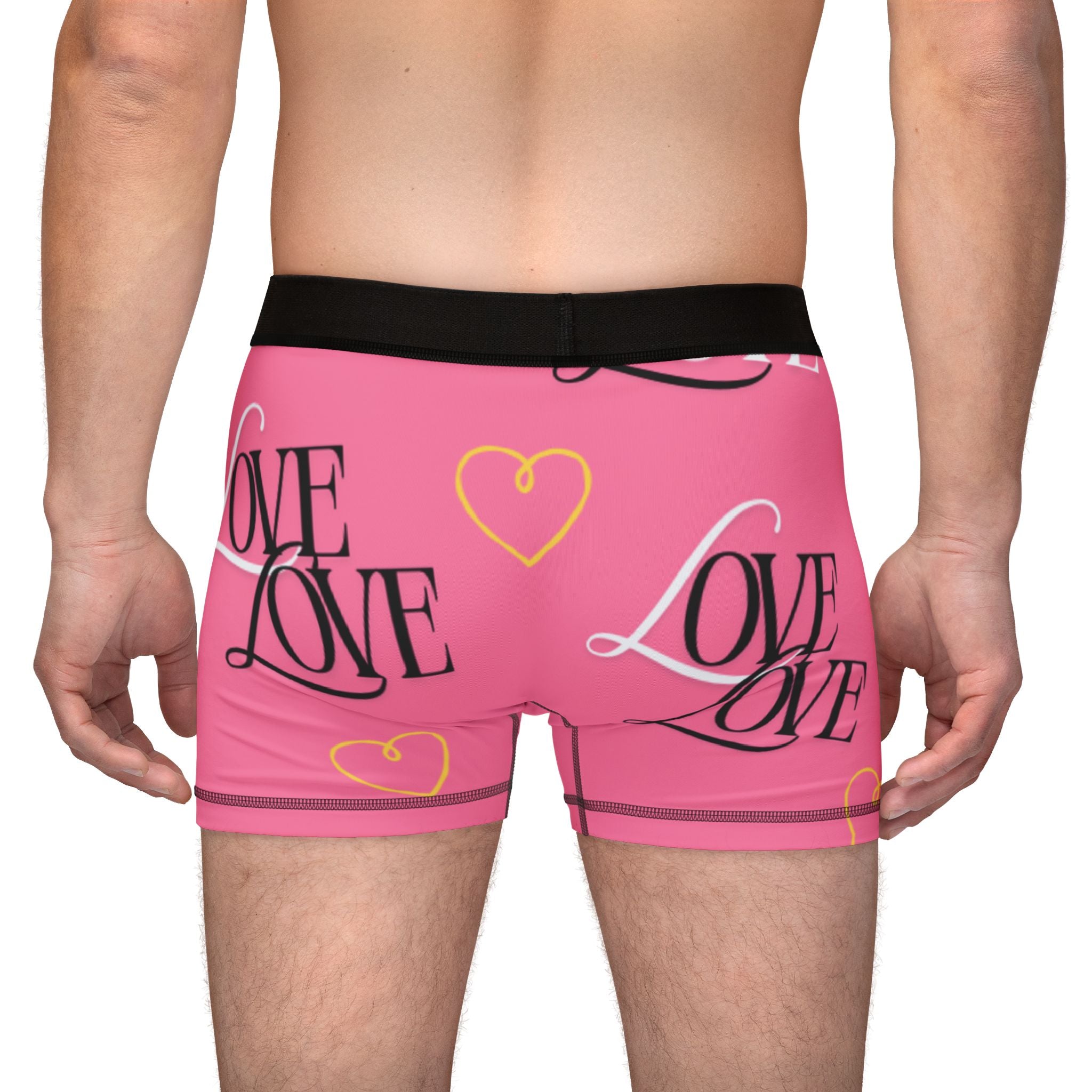 Love-Themed Men's Boxer Briefs, Valentine's Day Gift, Fun Underwear, Romantic Loungewear, AOP Boxers, Cute Men's Gifts