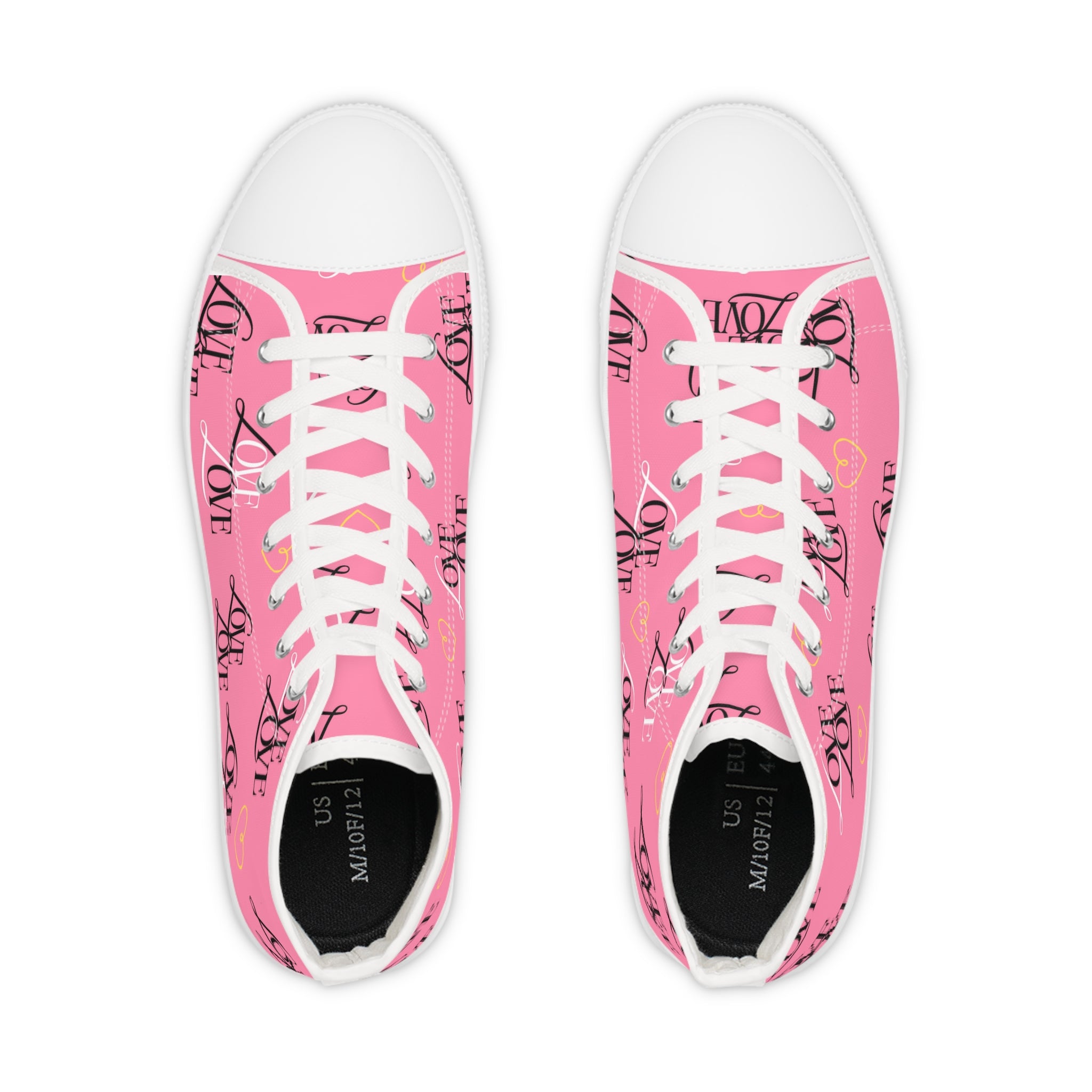 Trendy High Top Sneakers with Love Design, Casual Footwear, Valentine's Day Gift, Street Style Shoes, Custom Sneakers