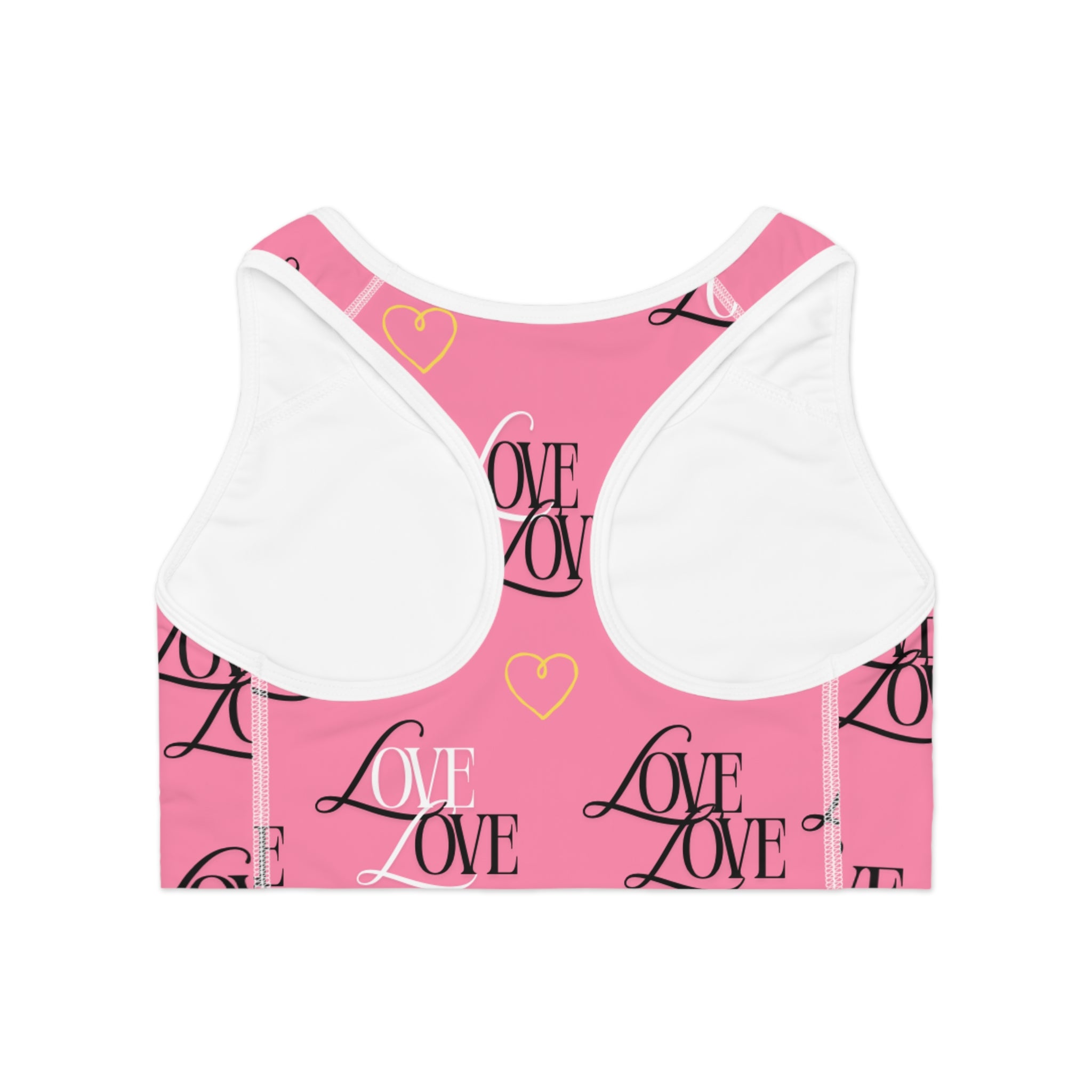 Love Print Sports Bra for Active Women, Cute Workout Top, Valentine's Gift, Exercise Apparel, Yoga Bra