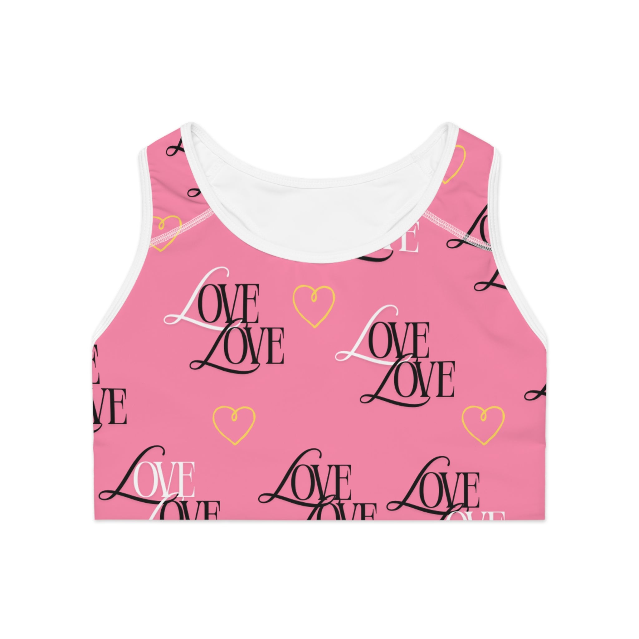 Love Print Sports Bra for Active Women, Cute Workout Top, Valentine's Gift, Exercise Apparel, Yoga Bra