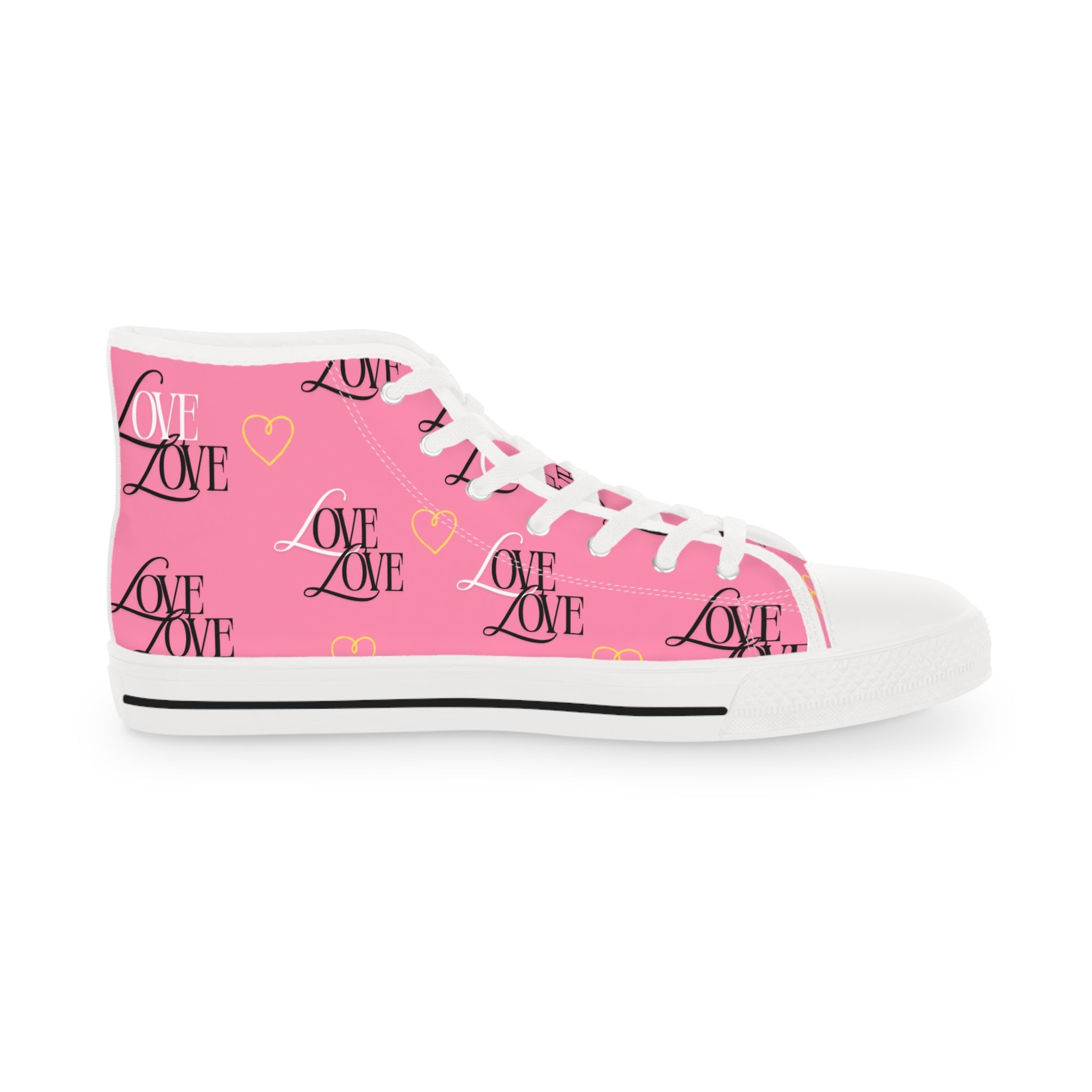 Trendy High Top Sneakers with Love Design, Casual Footwear, Valentine's Day Gift, Street Style Shoes, Custom Sneakers