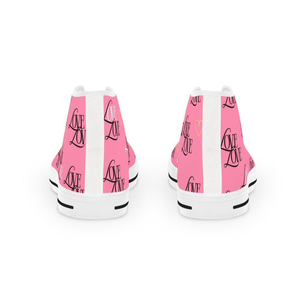 Trendy High Top Sneakers with Love Design, Casual Footwear, Valentine's Day Gift, Street Style Shoes, Custom Sneakers