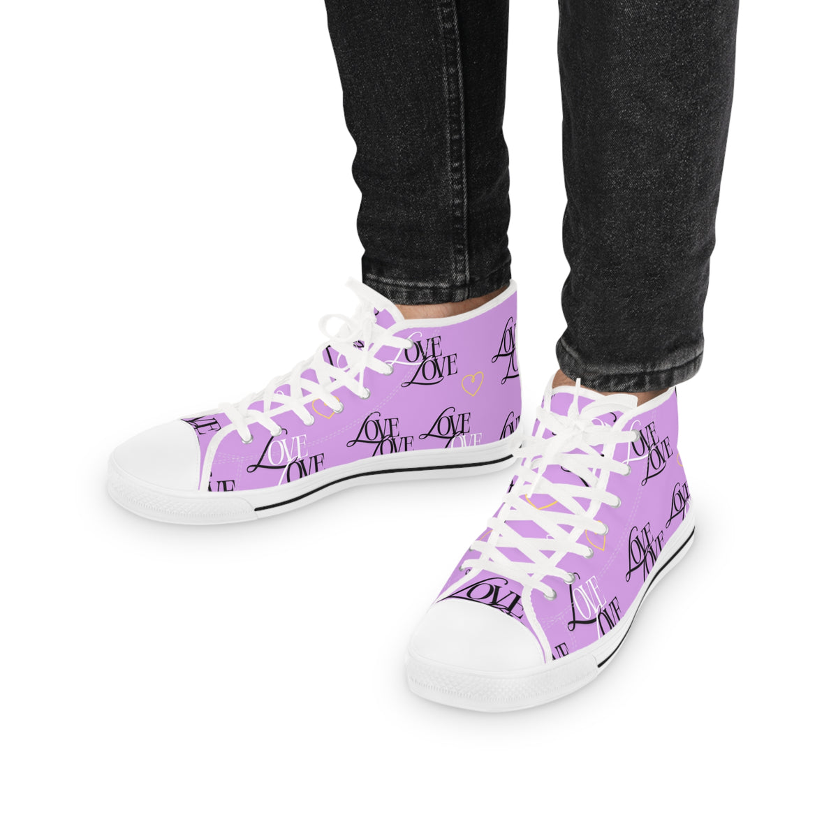 Copy of Trendy High Top Sneakers with Love Design, Casual Footwear, Valentine's Day Gift, Street Style Shoes, Custom Sneakers
