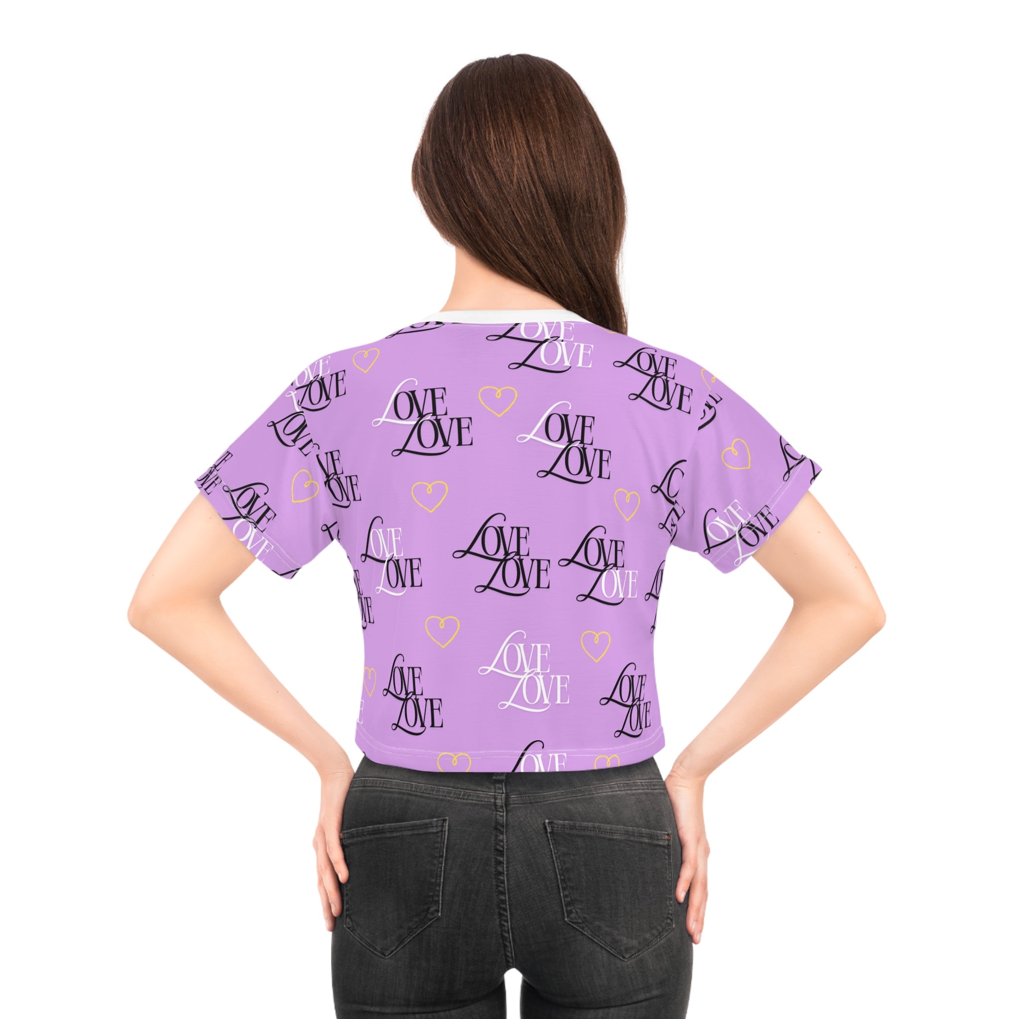 Copy of Love Print Crop Tee for Trendy Fashion, Cute Casual Wear, Valentine’s Day Gift, Stylish Summer Top, Relationship Celebration Apparel