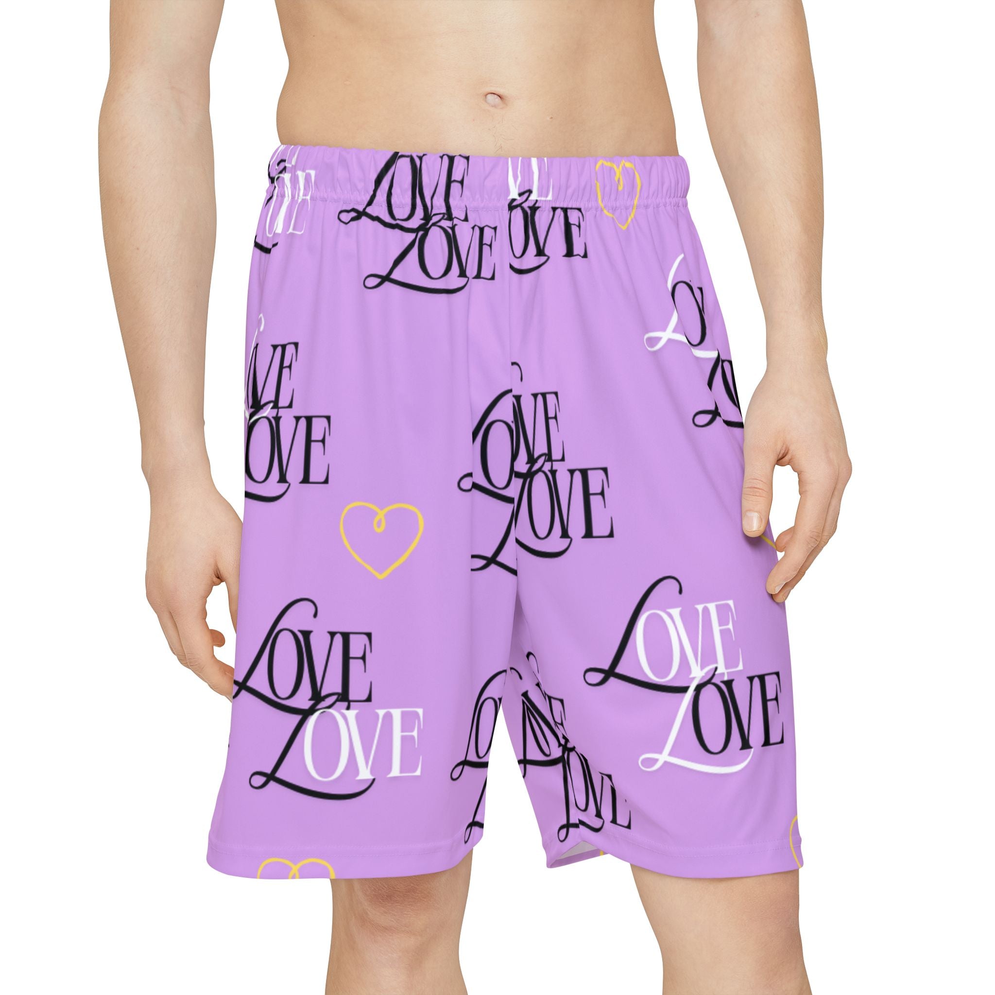 Copy of Love Print Men’s Athletic Shorts, Trendy Sports Bottoms, Workout Gear, Casual Summer Shorts, Gifts for Him, Pink Love Shorts