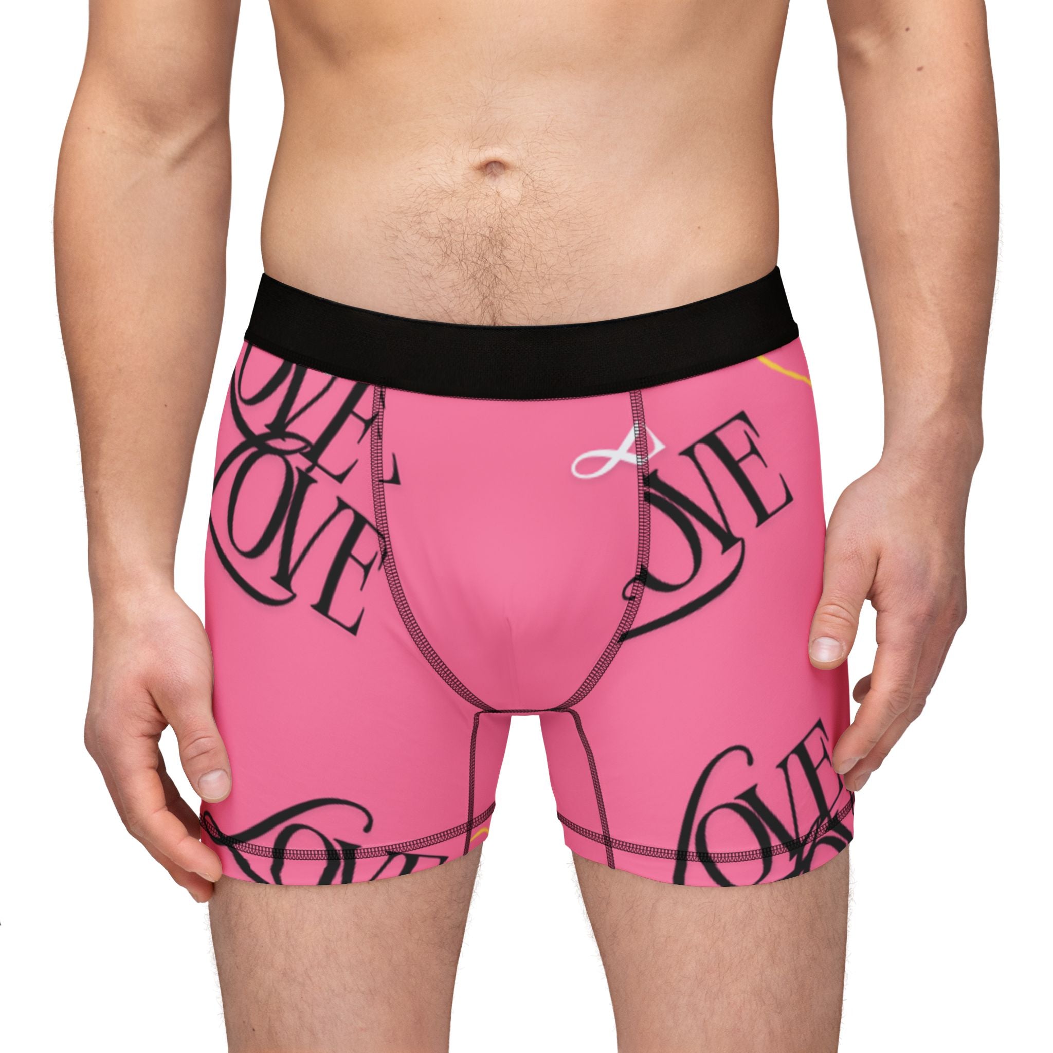 Love-Themed Men's Boxer Briefs, Valentine's Day Gift, Fun Underwear, Romantic Loungewear, AOP Boxers, Cute Men's Gifts