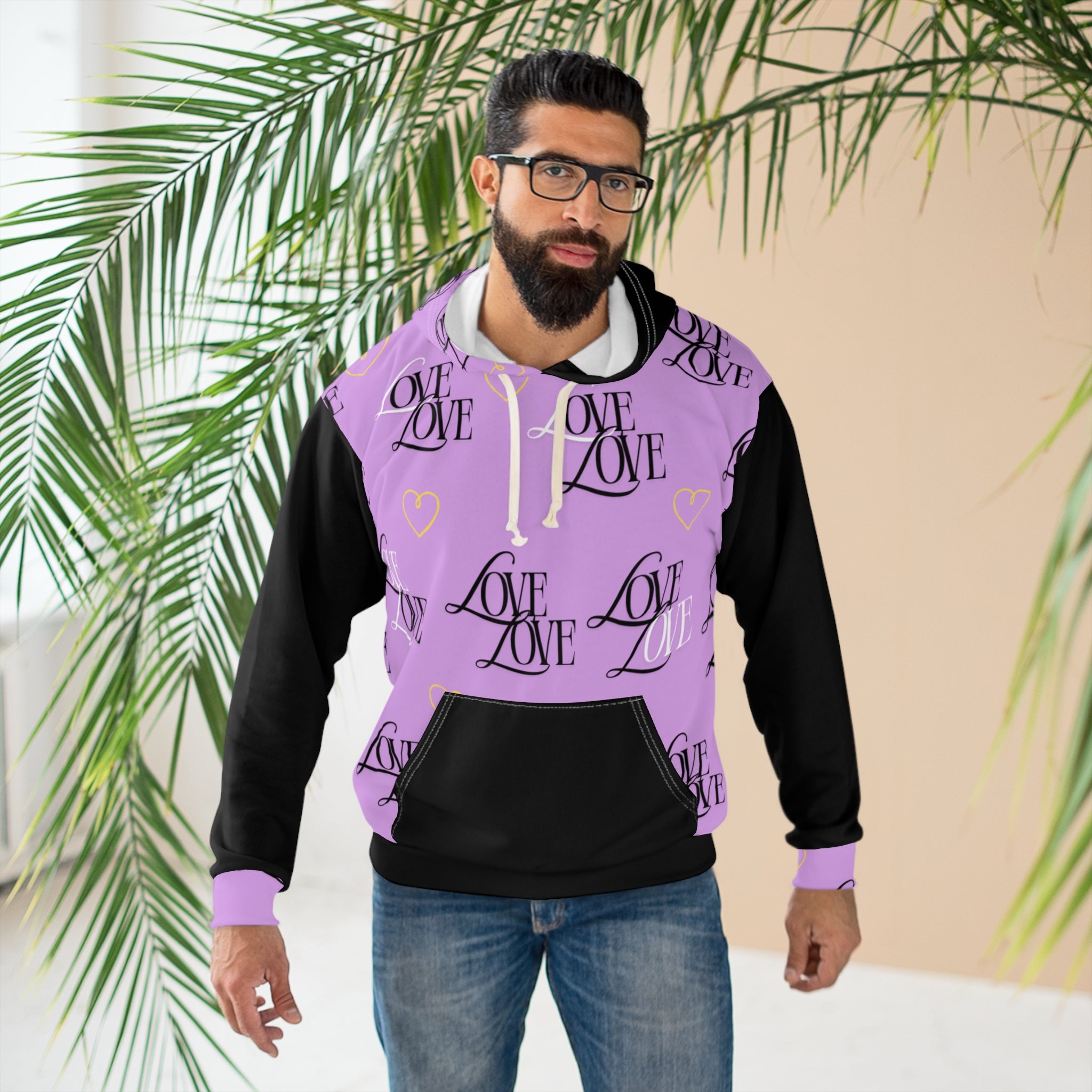 Copy of Stylish Love Print Hoodie, Cozy Pullover Sweatshirt for Couples, Ideal Valentine's Gift, Casual Wear for Everyday Comfort, Trendy Streetwear