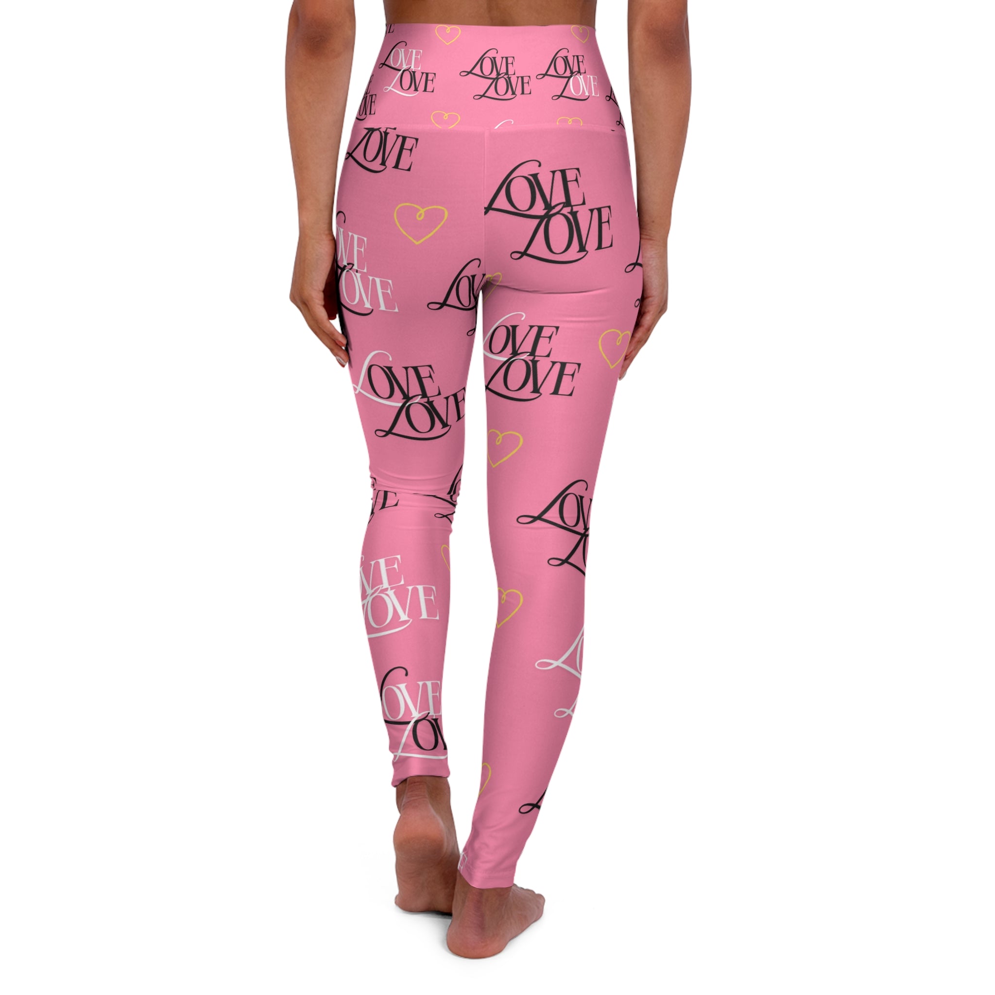 High Waisted Love Print Yoga Leggings | Trendy Workout Gear, Fitness Apparel, Cute Activewear, Gift for Her, Stylish Leggings