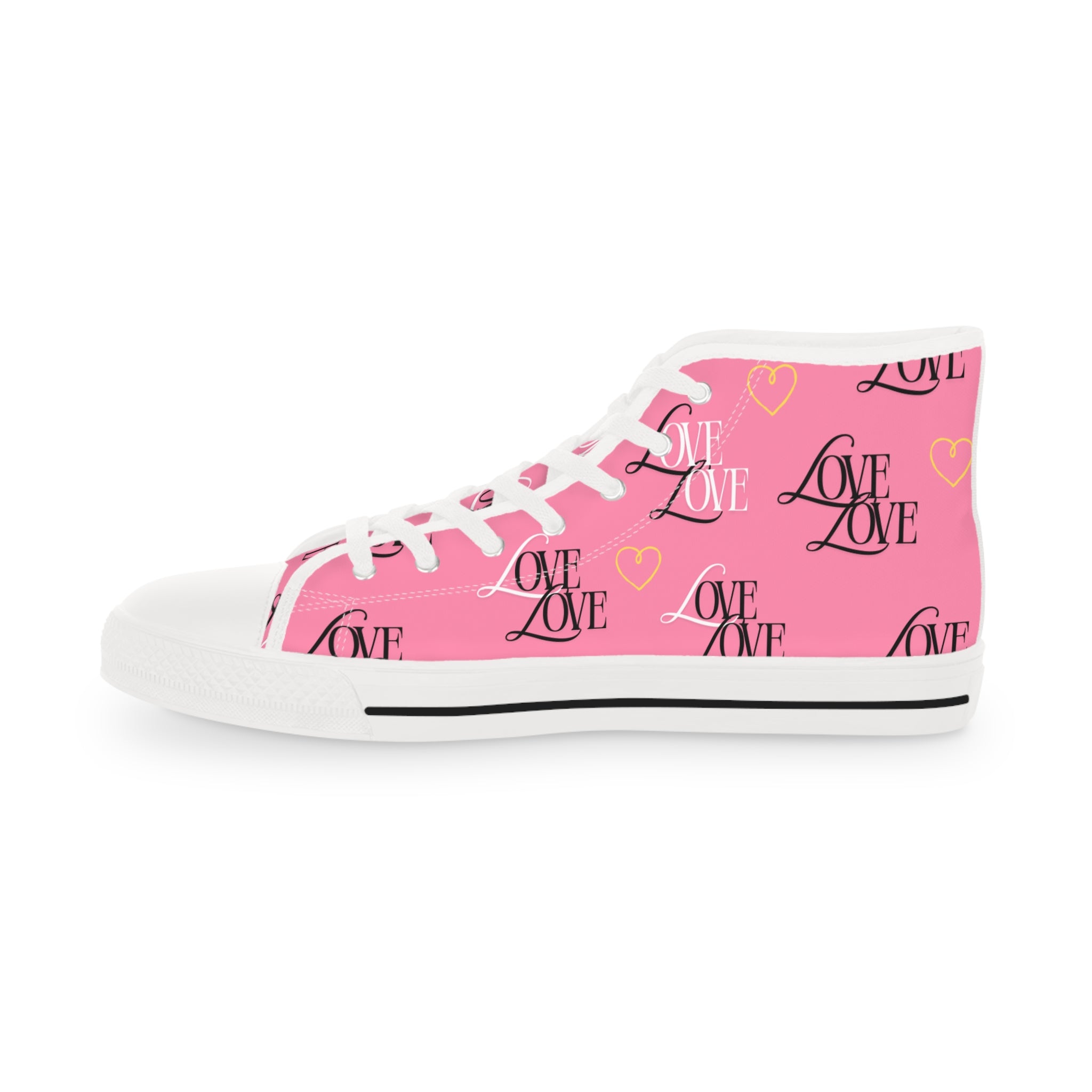 Trendy High Top Sneakers with Love Design, Casual Footwear, Valentine's Day Gift, Street Style Shoes, Custom Sneakers