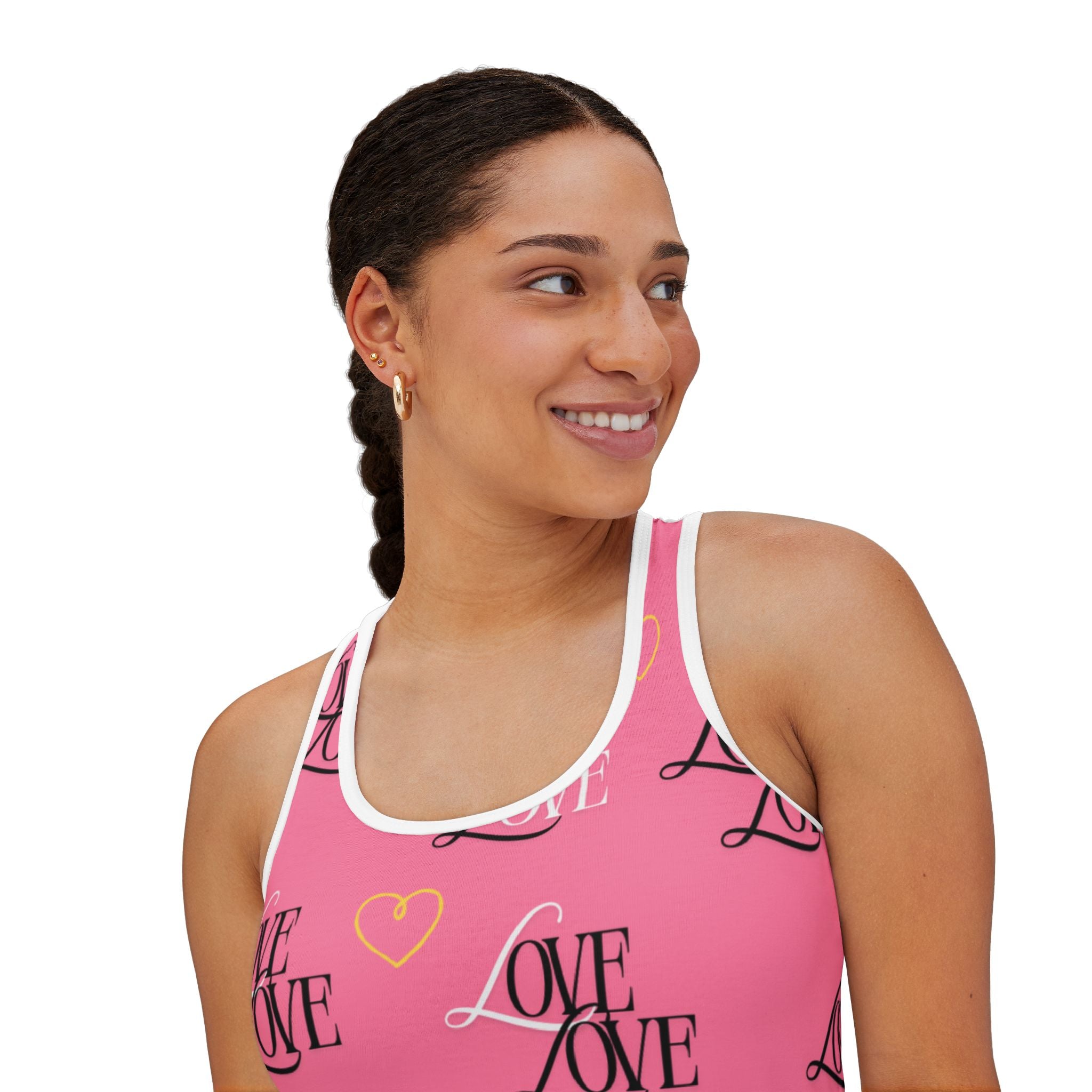 Romantic Love Tank Top, Cute Summer Top, Valentine’s Day Gift, Casual Wear, Love Print Tank, Heart Pattern Shirt
