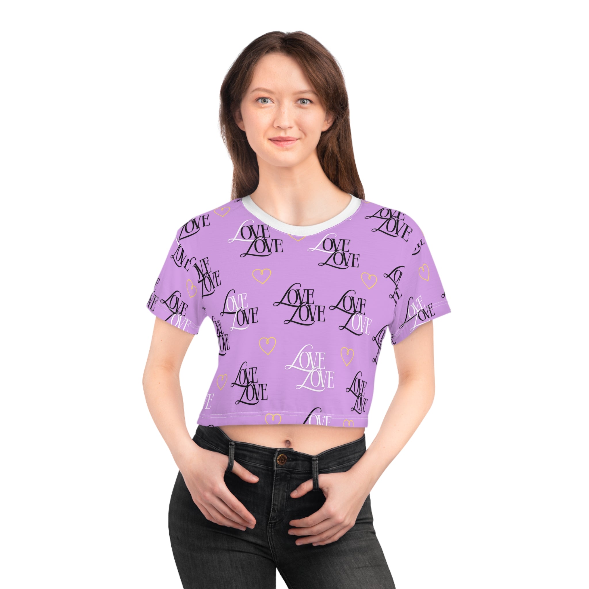Copy of Love Print Crop Tee for Trendy Fashion, Cute Casual Wear, Valentine’s Day Gift, Stylish Summer Top, Relationship Celebration Apparel