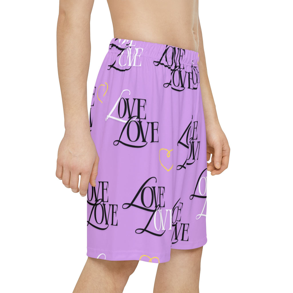 Copy of Love Print Men’s Athletic Shorts, Trendy Sports Bottoms, Workout Gear, Casual Summer Shorts, Gifts for Him, Pink Love Shorts