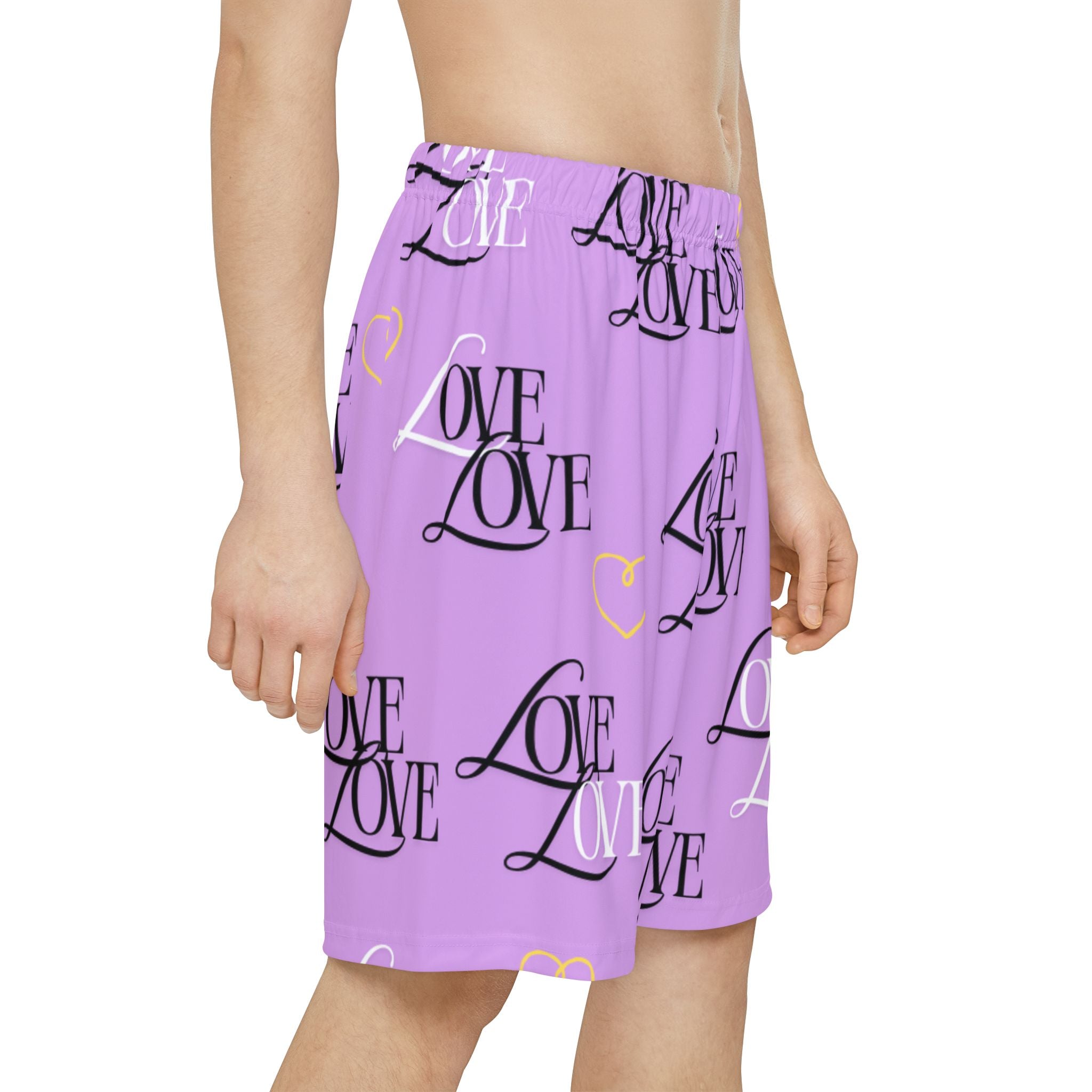 Copy of Love Print Men’s Athletic Shorts, Trendy Sports Bottoms, Workout Gear, Casual Summer Shorts, Gifts for Him, Pink Love Shorts