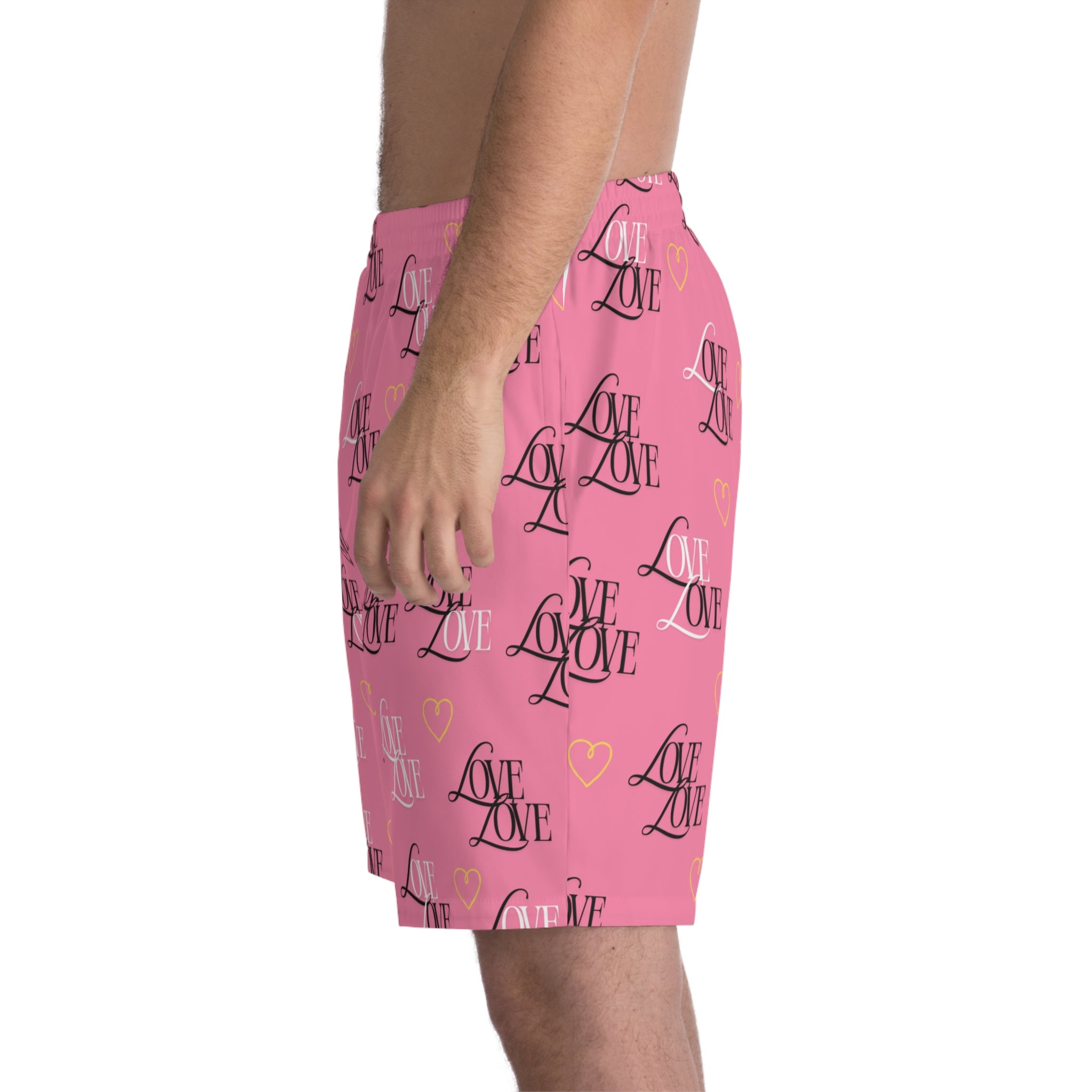 Men's Love Print Beach Shorts - Fun Summer Swimwear, Vacation Essential, Gift for Him, Perfect for Pool Parties, Casual Beachwear